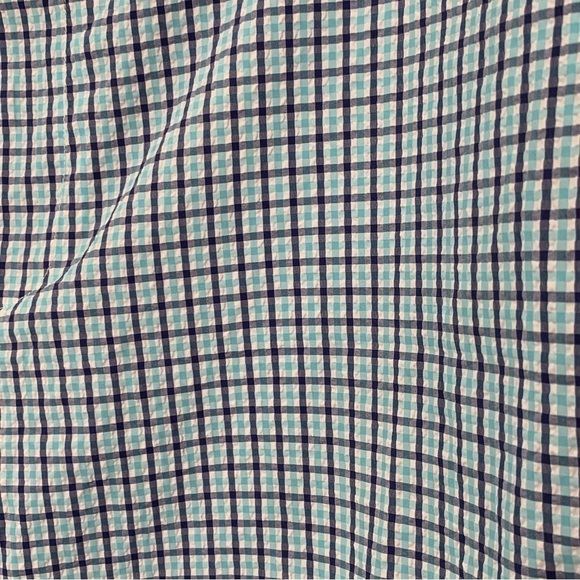 Peter Millar CrownSport Men’s seersucker navy aqua and white plaid short Size 40 - Picture 5 of 11